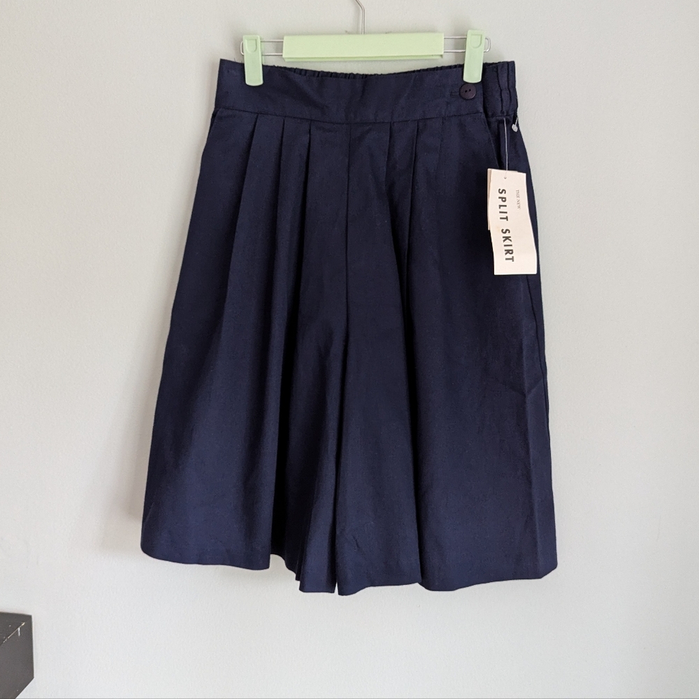 NEW Vintage 90s Skirt Shorts Women's M/L Navy Blue Pleated Chino Nautical 192